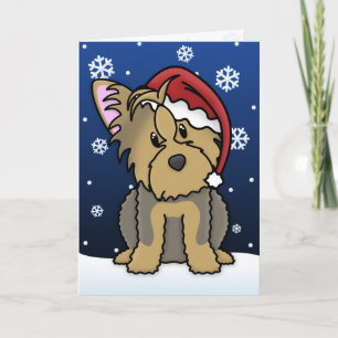 Festividades Kawaii Yorkshire Terrier Cartão de Natal
