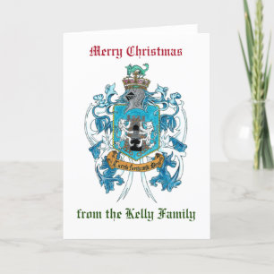 Festividades Kelly Family Crest/Casaco de Braços Cartão de Nata
