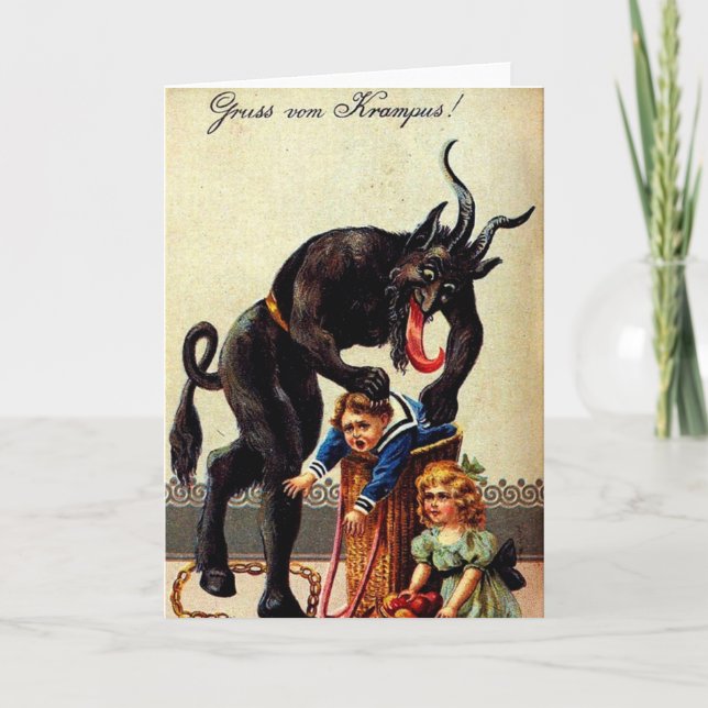 Festividades Krampus Kids no Cartão de Saudação de Natal de Fer (Frente)