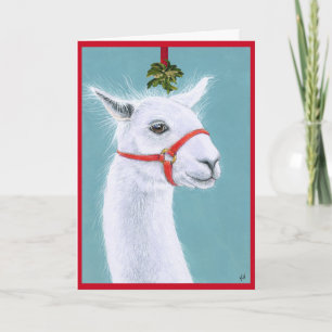 Festividades Lama bonito com cartão de Natal Mistletoy
