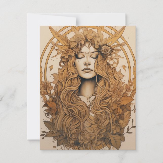 Festividades Lammas Harvest - Cartão de Férias Pagan Retro Nórd (Frente)