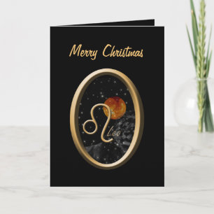 Festividades Leo Sun Lion Zodiac - Cartão de Saudação de Natal