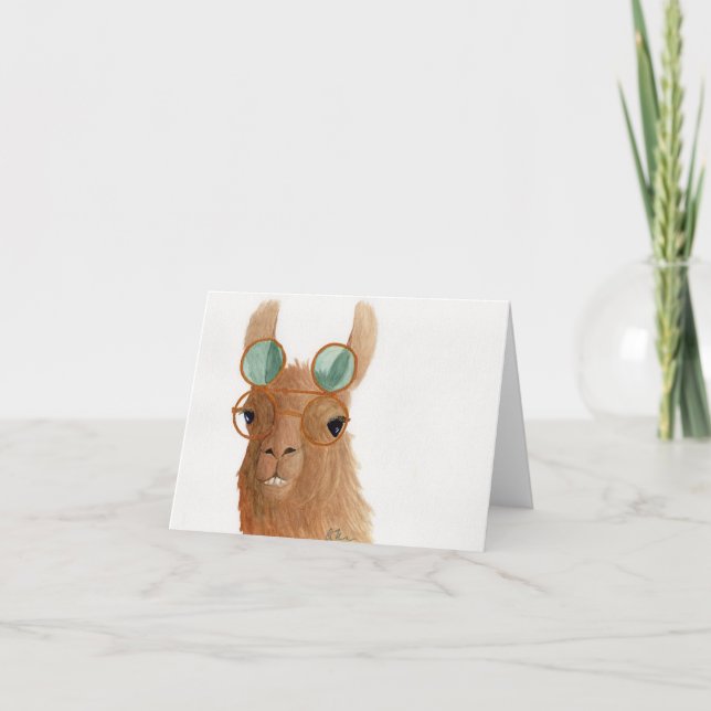 Festividades Lhamas em Shades: Cartão Saudável de Setembro 4"x5 (Frente)