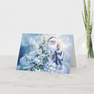 Festividades Lindo cartão de Natal de Santa Azul Customize