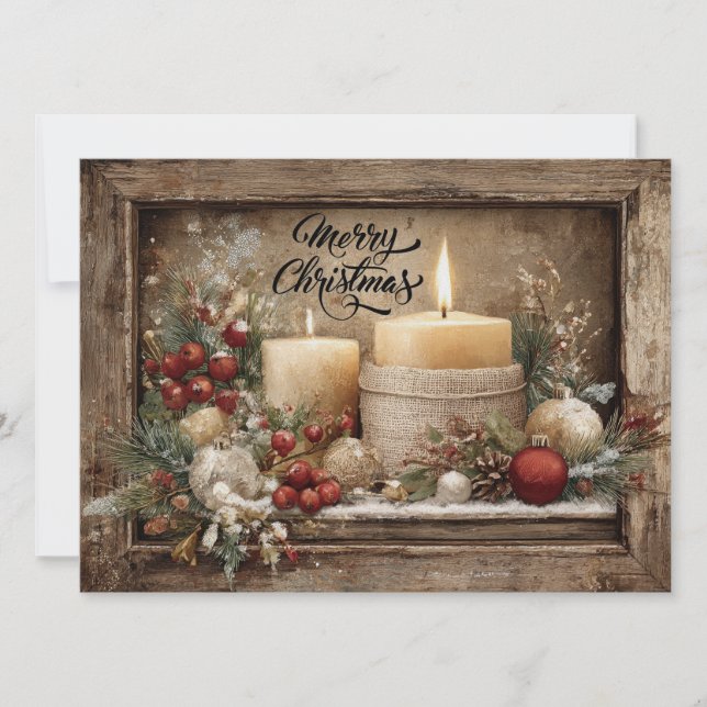 Festividades Lindo cartão de Natal rustico alegre  (Frente)