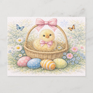 Festividades Lindo cartão postal aquarela de um pintinho de Pás