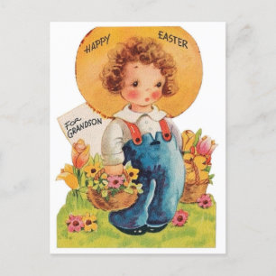 Festividades Lindo cartão postal de férias do neto retrô vintag