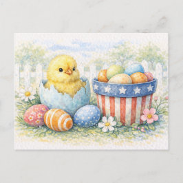 Festividades Lindo cartão postal em aquarela de um pintinho de