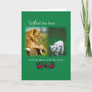 Festividades Lion se deita com Lamb, Cartão de Natal de Paz