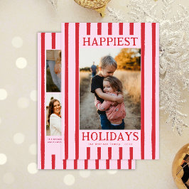 Festividades Listras Vermelhas Adorável Múltipla Foto Cartão de