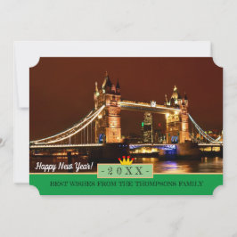 Festividades Londres, Torre Bridge e Feliz ano novo! Cartão de 