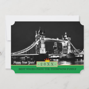 Festividades Londres, Torre Bridge e Feliz ano novo! Cartão de