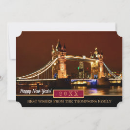 Festividades Londres, Torre Bridge e Feliz ano novo! Cartão de 