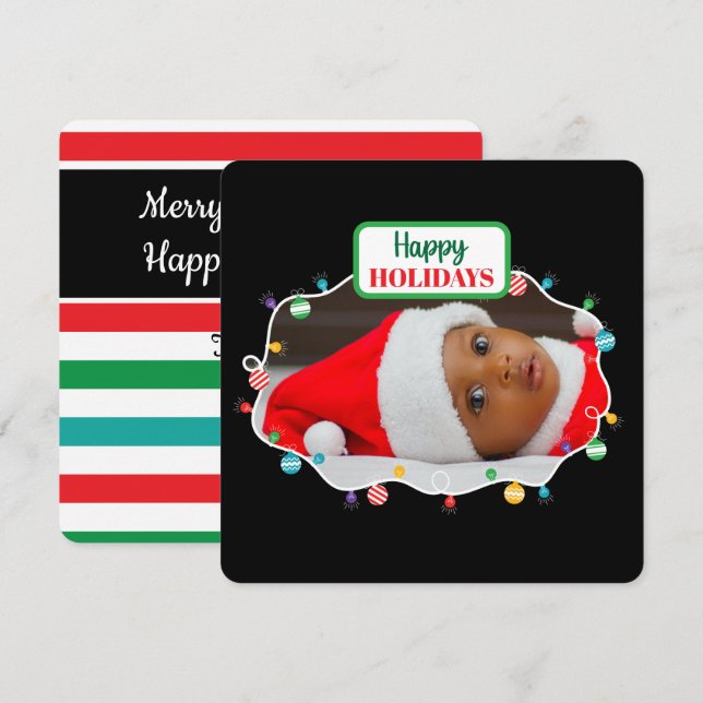 Festividades Luzes de Natal (adicione sua própria foto) cartão  (Frente/Verso)