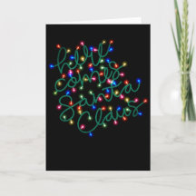 Luzes de Natal Aqui vem o Papai Noel Cartão de Nat