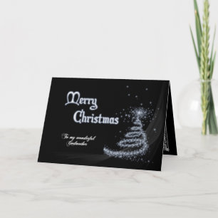 Festividades Madrinha, um cartão de Natal preto e branco