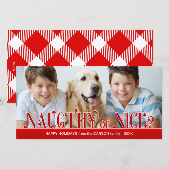 Festividades Malvado ou legal? Simplicidade no cartão de feriad (Frente/Verso)