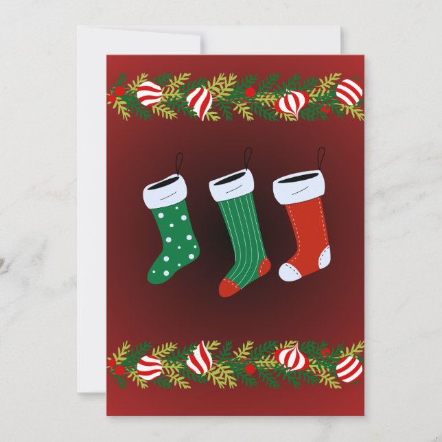 Festividades Meia Vermelha Pendurada Personalizada Cartão de Na (Frente)