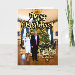 Festividades Melania e Presidente Donald Trump Cartão de Natal