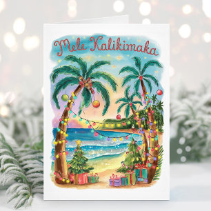Festividades Mele Kalikimaka Hawaiian Feliz Cartão de Natal