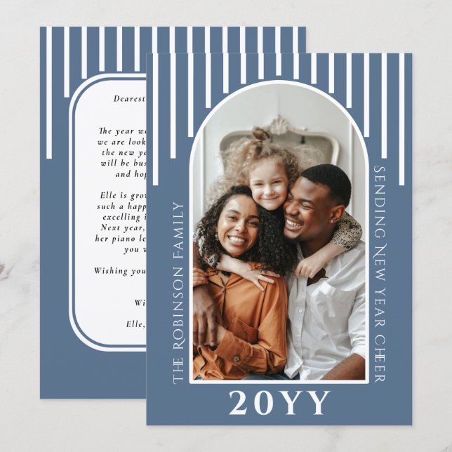 Festividades Mensagem de cartão de foto de Ano Novo moderno na  (Frente/Verso)