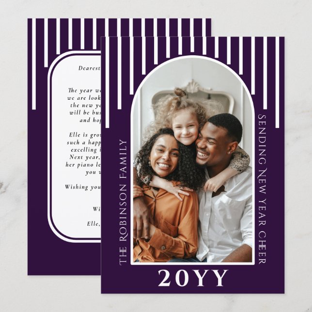 Festividades Mensagem de cartão de foto de Ano Novo moderno no  (Frente/Verso)