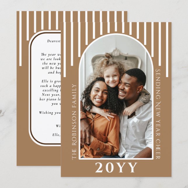 Festividades Mensagem de cartão de foto de Ano Novo moderno no  (Frente/Verso)