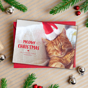 Festividades Meowy Christmas Cartão com fotos de Férias de Ga