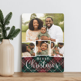 Festividades Merry Plaid | Cartão de Natal de Colagem de Fotos