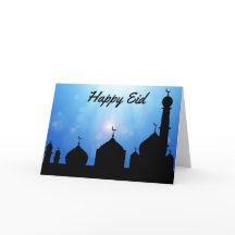 Mesquita feliz de Eid com raios solares - Cartão d