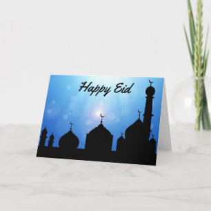 Festividades Mesquita feliz de Eid com raios solares - Cartão d