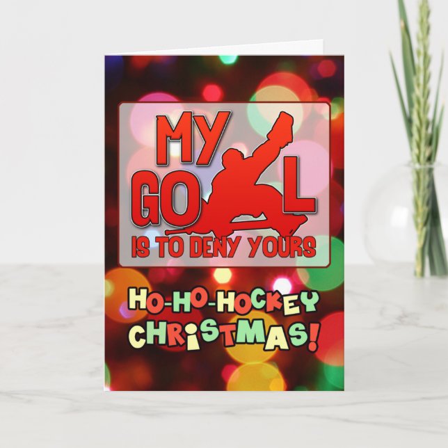 Festividades Meu Goal Hockey Goalie Cita Cartão de Natal (Frente)