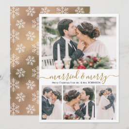 Festividades Modern Collage Casada e Feliz Cartão de Natal