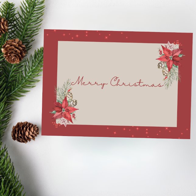 Festividades Modern Poinsettia Feliz Cartão de Natal (Criador carregado)