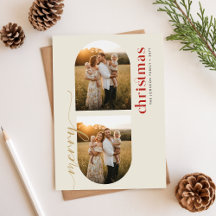 Moderno Cartão de Natal de Família Minimalista com