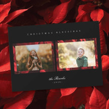 Moldura de Pétalas de Poinsettia 2 Fotos Cartão de