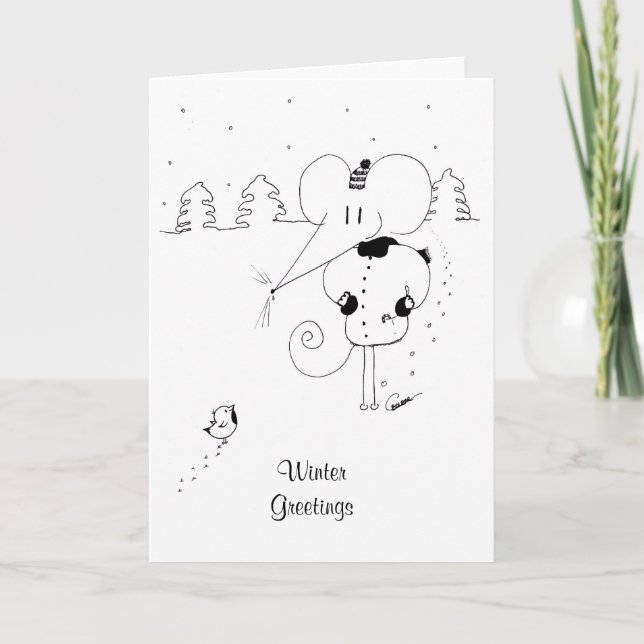 Festividades Mouse e cartão de Natal Robin (Frente)