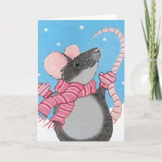 Festividades Mouse Feliz no Cartão de Natal da Neve