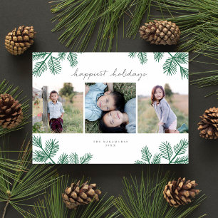 Festividades Multi-Foto Evergreen Pine   Cartão com fotos de f