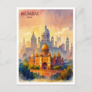 Festividades Mumbai Índia Cartão Postal Aquarela Lembrança de