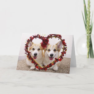 Festividades Namorados Corgis - Cartão de saudação e envelop