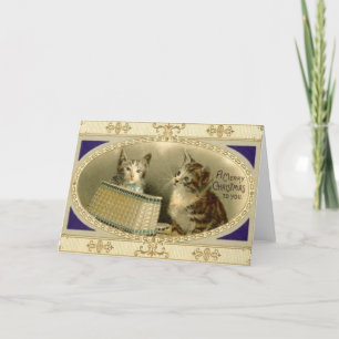 Festividades Natais vintages - Cartão de Saudação Cat