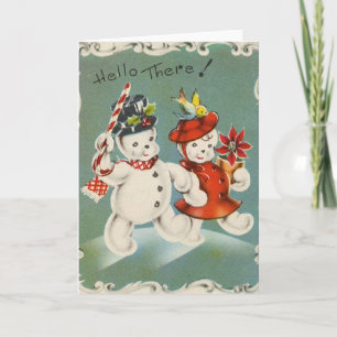 Festividades Natais vintages Snowman - Cartão de Saudação