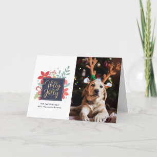 Festividades Natal Alegre Floral Cartão de Férias com Foto