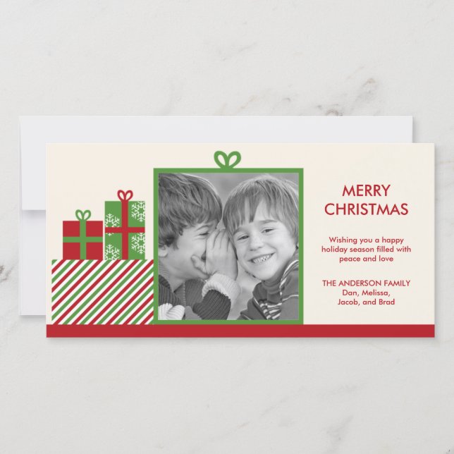 Festividades Natal Apresenta Cartão com fotos de Férias (Frente)