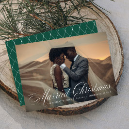 Festividades Natal Casados | Cartão de Foto de Férias Verde