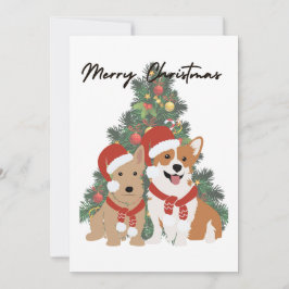 Festividades Natal - Corgi e Terrier - Cartão de Férias