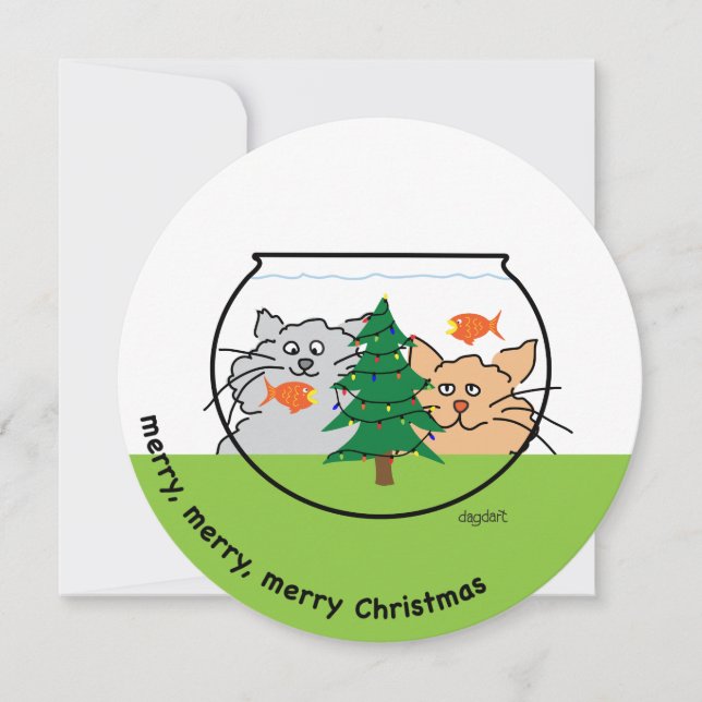 Festividades Natal em um Cartão de Férias do Fishbowl (Frente)