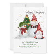 Natal Gnomos Snowmen Cartão de Natal de Férias