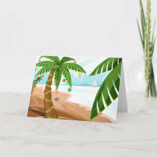 Festividades Natal no cartão de Natal da praia